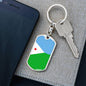 Djibouti Flag Keychain Dog Tag Stainless Steel or 18k Gold-Express Your Love Gifts