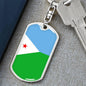 Djibouti Flag Keychain Dog Tag Stainless Steel or 18k Gold-Express Your Love Gifts