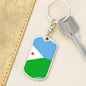 Djibouti Flag Keychain Dog Tag Stainless Steel or 18k Gold-Express Your Love Gifts
