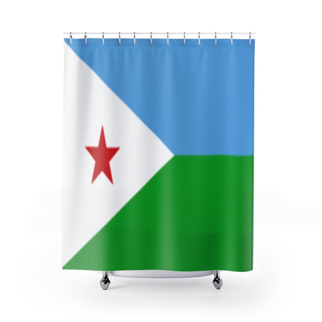 Djibouti Flag Stylish Design 71" x 74" Elegant Waterproof Shower Curtain for a Spa-like Bathroom Paradise Exceptional Craftsmanship-Express Your Love Gifts