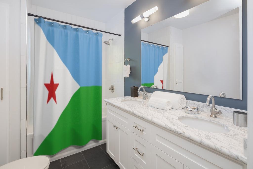 Djibouti Flag Stylish Design 71" x 74" Elegant Waterproof Shower Curtain for a Spa-like Bathroom Paradise Exceptional Craftsmanship-Express Your Love Gifts