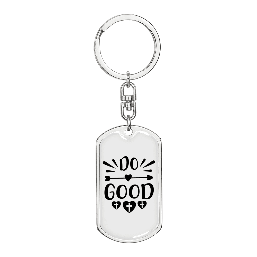 Do Good Arrow Heart Keychain Stainless Steel or 18k Gold Dog Tag Keyring-Express Your Love Gifts