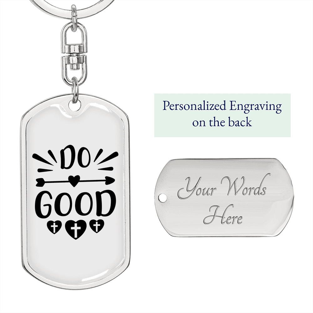 Do Good Arrow Heart Keychain Stainless Steel or 18k Gold Dog Tag Keyring-Express Your Love Gifts