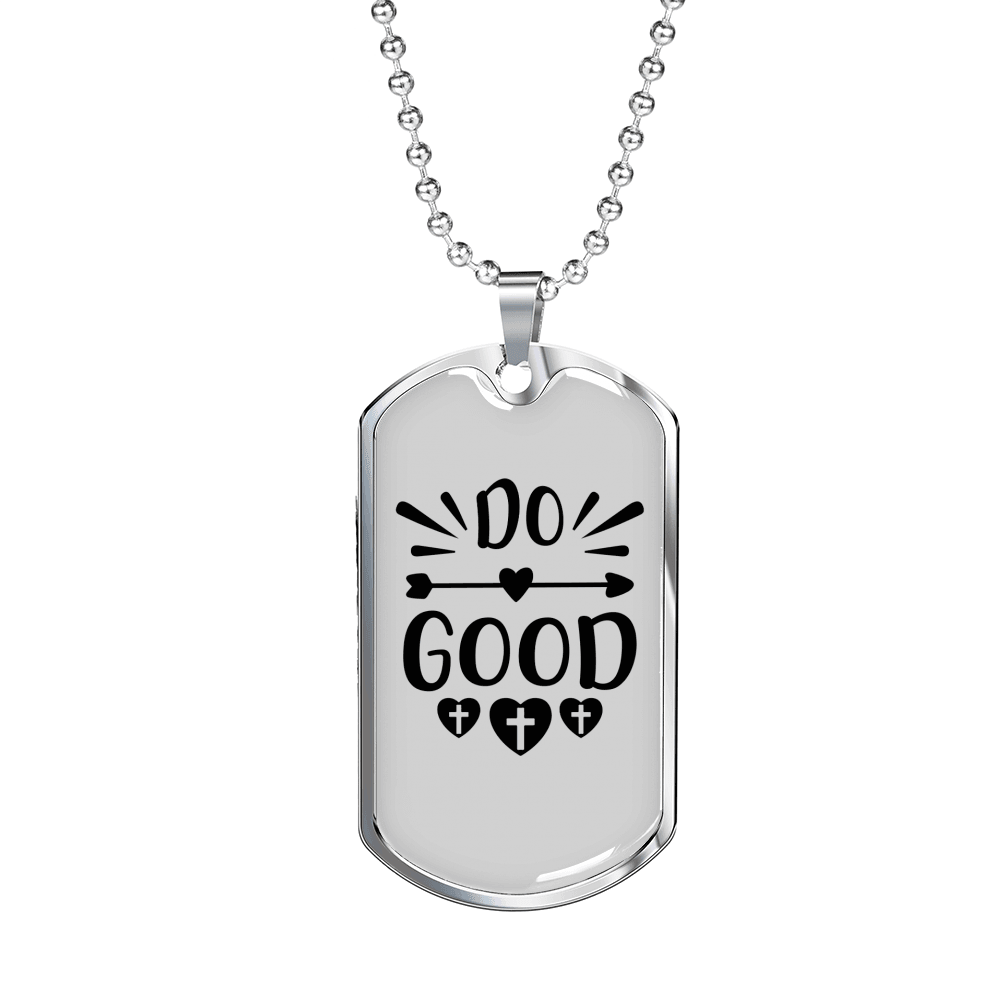 Do Good Heart Necklace Stainless Steel or 18k Gold Dog Tag 24" Chain-Express Your Love Gifts