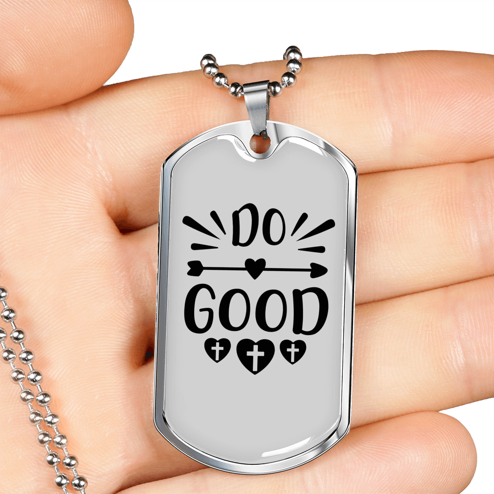 Do Good Heart Necklace Stainless Steel or 18k Gold Dog Tag 24" Chain-Express Your Love Gifts