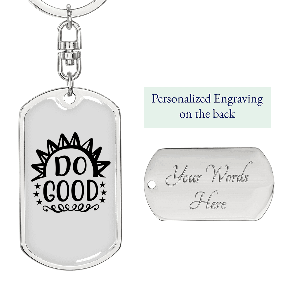 Do Good Sun Rays Keychain Stainless Steel or 18k Gold Dog Tag Keyring-Express Your Love Gifts
