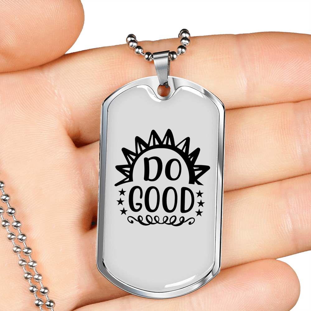 Do Good Sunlight Necklace Stainless Steel or 18k Gold Dog Tag 24" Chain-Express Your Love Gifts