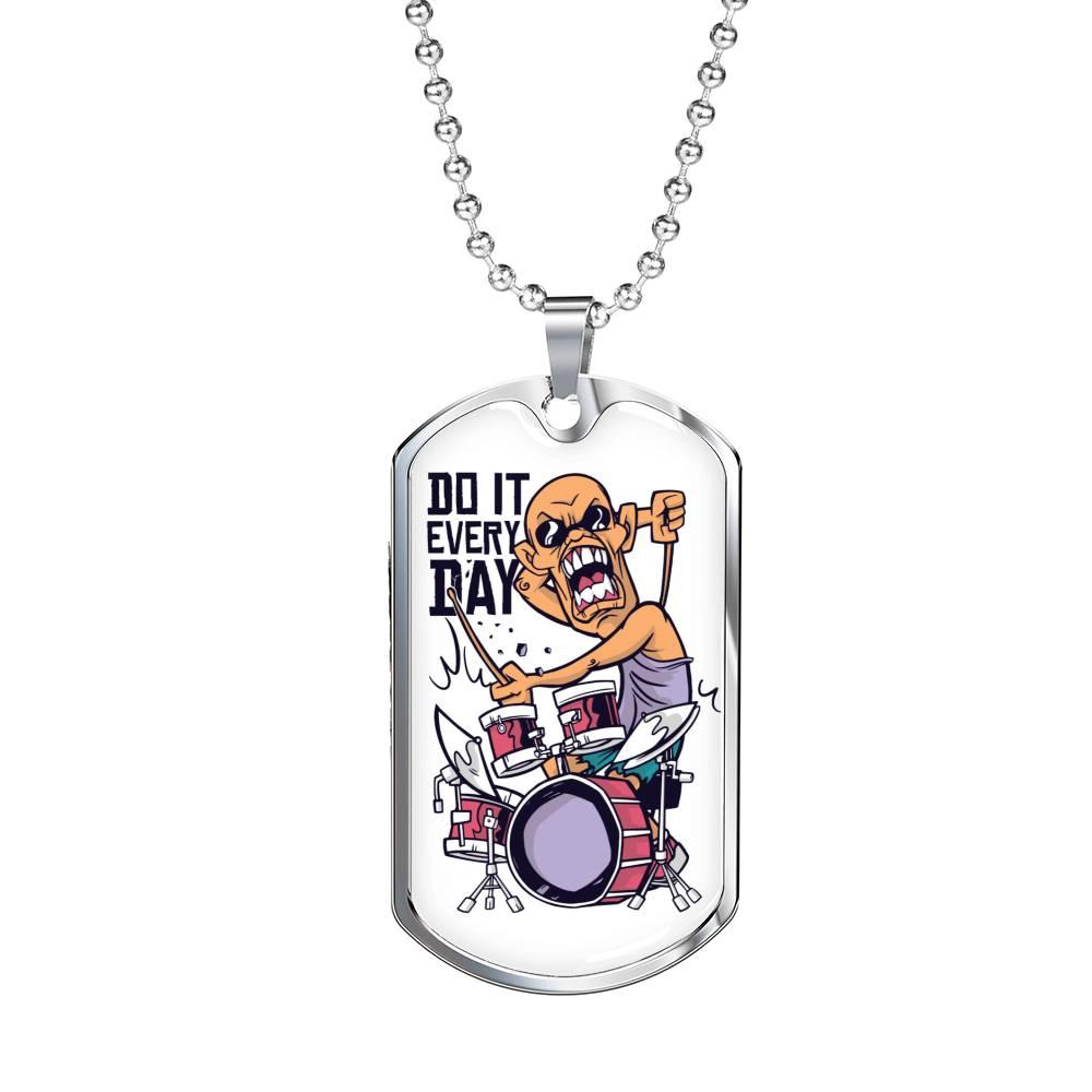 Do It Everyday Necklace Stainless Steel or 18k Gold Dog Tag 24" Chain-Express Your Love Gifts