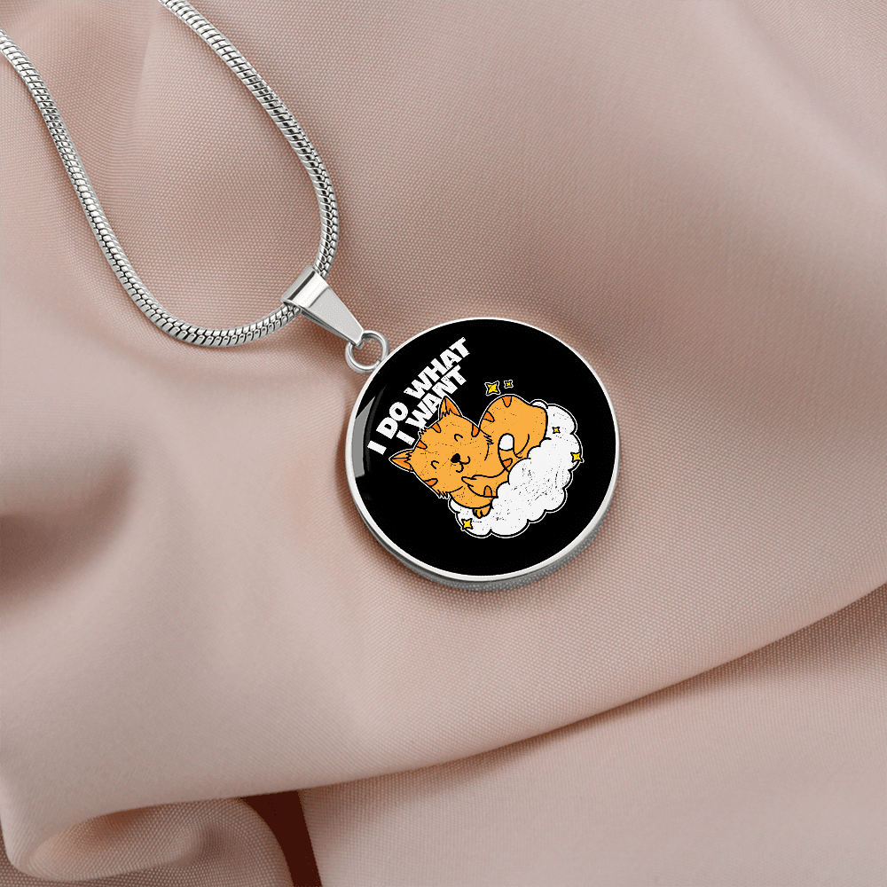 Do what I Cat Circle Necklace Stainless Steel or 18k Gold 18-22"-Express Your Love Gifts