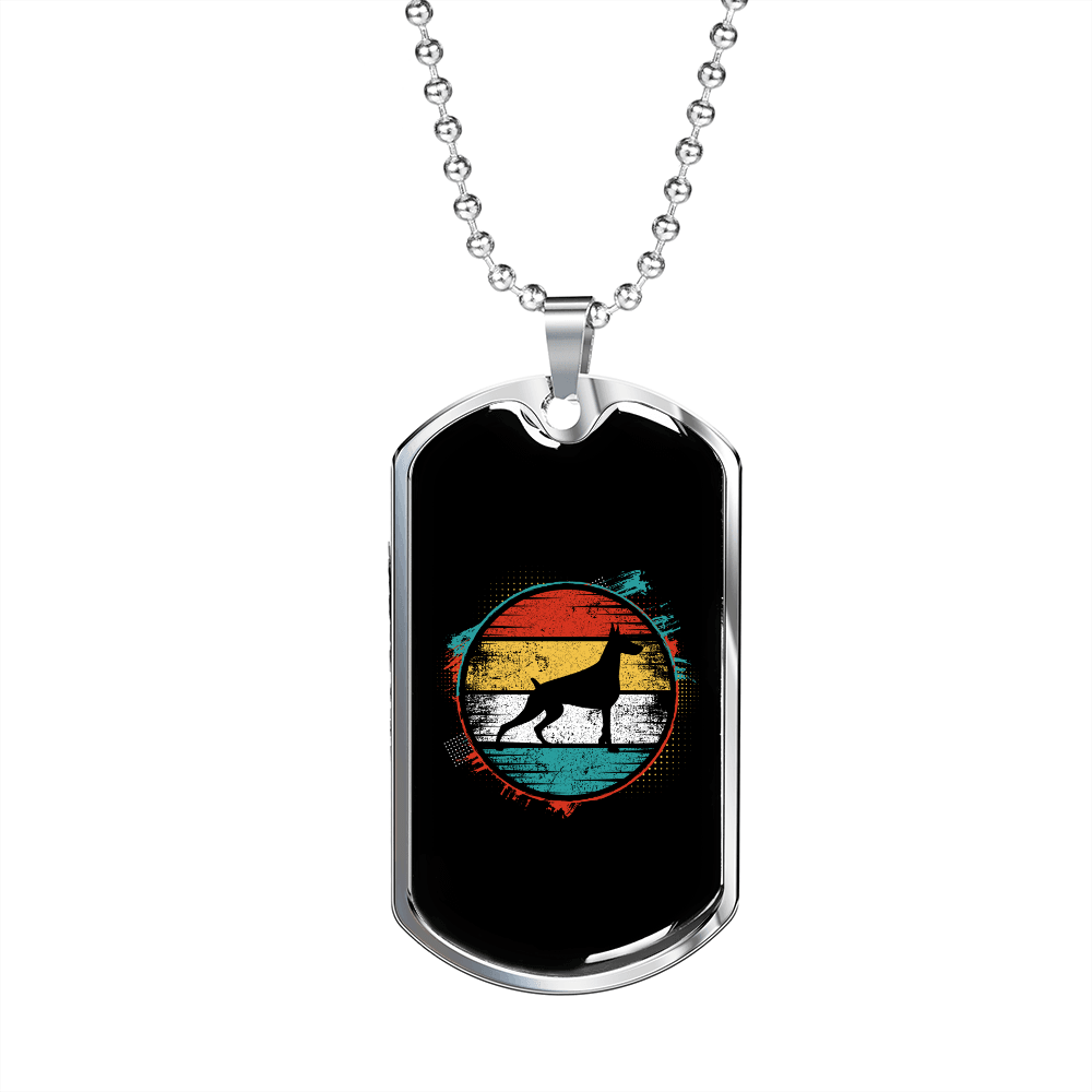 Doberman Necklace Stainless Steel or 18k Gold Dog Tag 24" Chain-Express Your Love Gifts