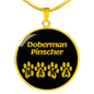 Doberman Pinscher Mama Circle Necklace Stainless Steel or 18k Gold 18-22" Dog Owner Lover-Express Your Love Gifts