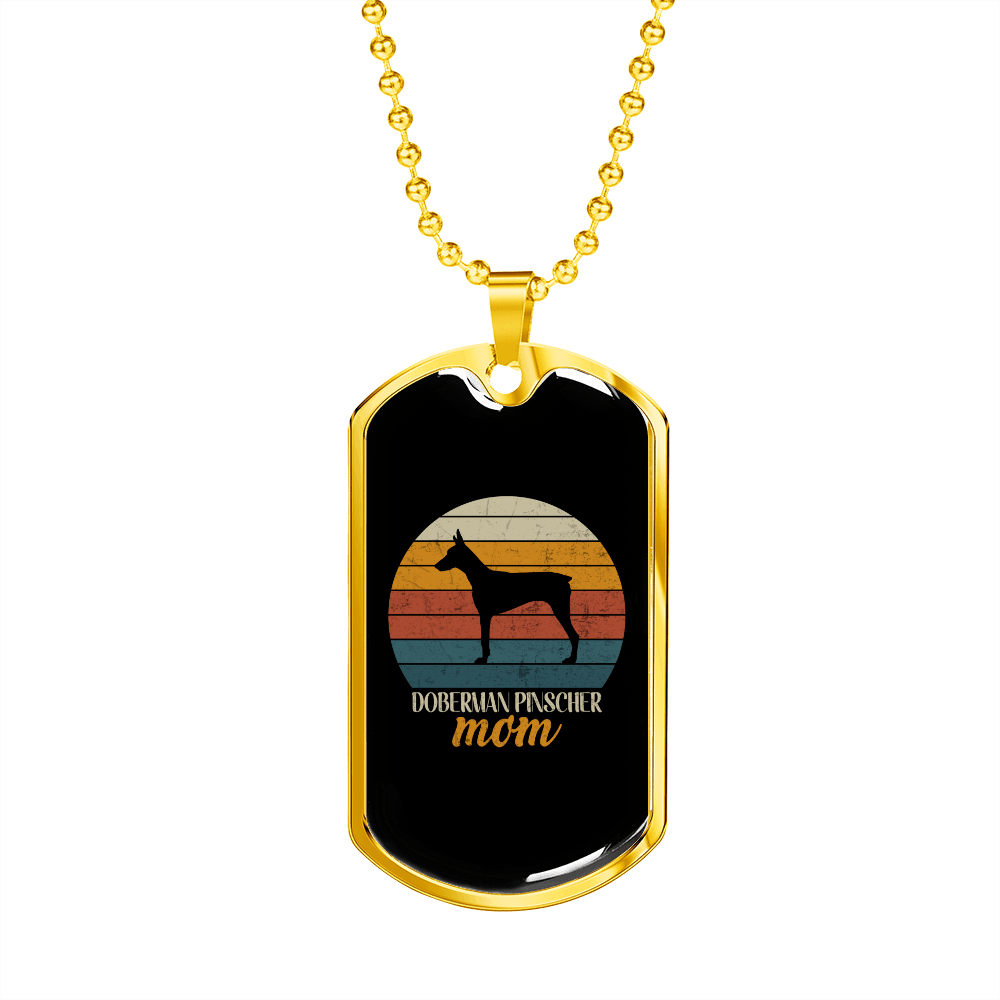 Doberman Pinscher Mom Necklace Stainless Steel or 18k Gold Dog Tag 24" Chain-Express Your Love Gifts