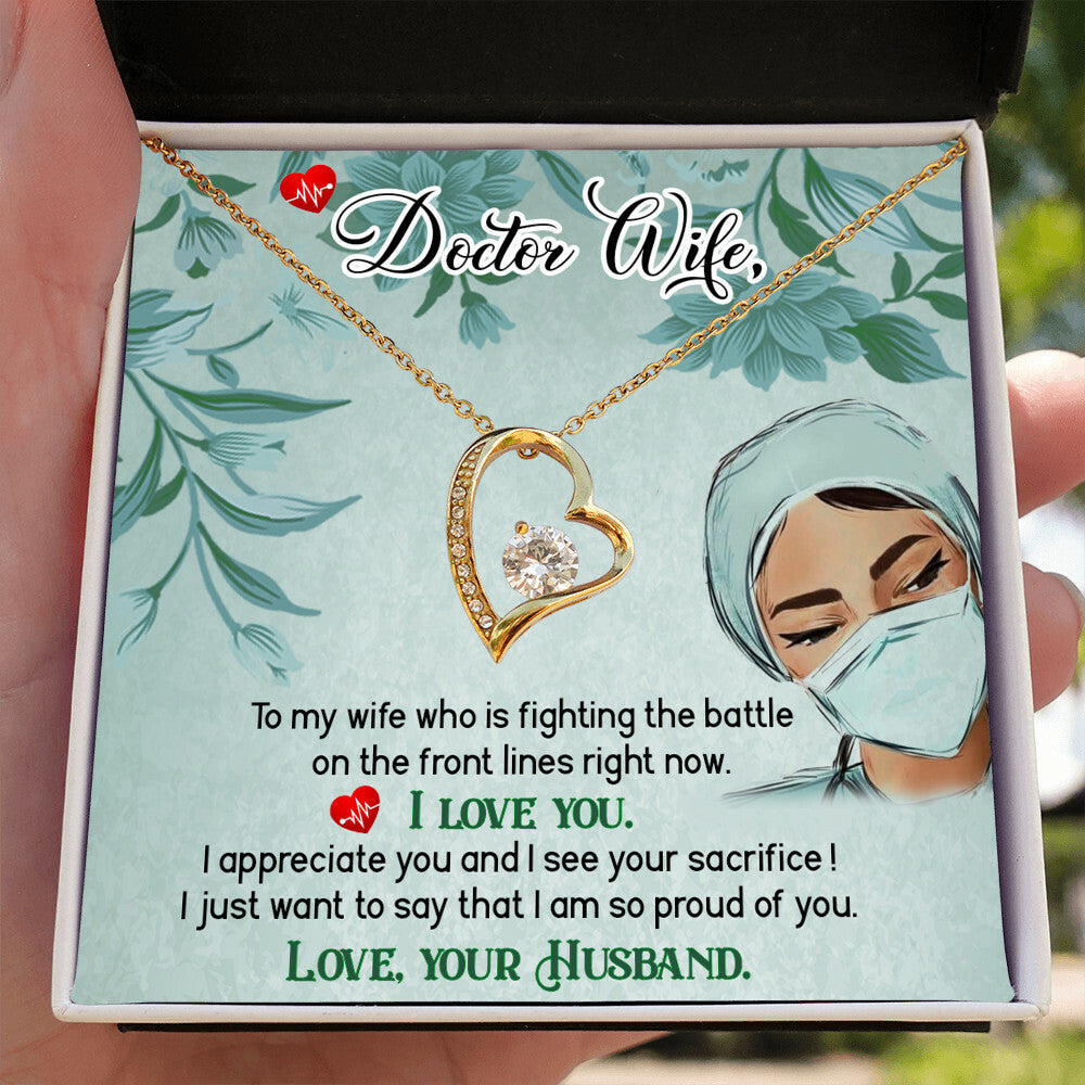 Doctor Wife Healthcare Medical Worker Nurse Appreciation Gift Forever Necklace w Message Card-Express Your Love Gifts