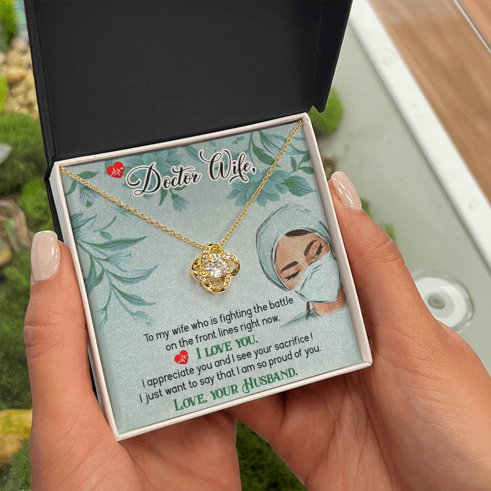 Doctor Wife Healthcare Medical Worker Nurse Appreciation Gift Infinity Knot Necklace Message Card-Express Your Love Gifts
