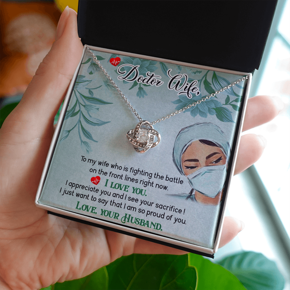 Doctor Wife Healthcare Medical Worker Nurse Appreciation Gift Infinity Knot Necklace Message Card-Express Your Love Gifts