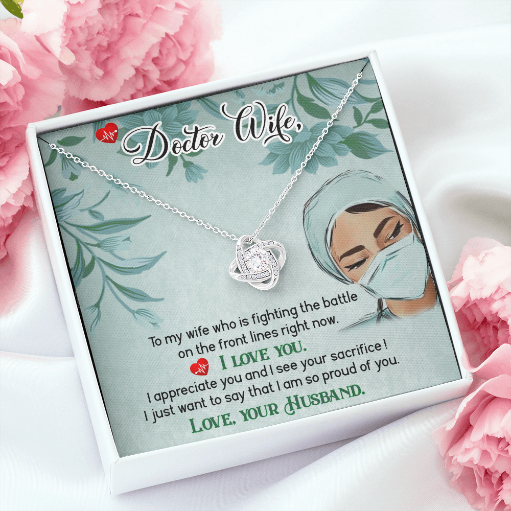 Doctor Wife Healthcare Medical Worker Nurse Appreciation Gift Infinity Knot Necklace Message Card-Express Your Love Gifts