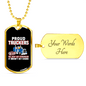 Doens'T Get Easier Trucker Wife Dog Tag Stainless Steel or 18k Gold 24" Chain-Express Your Love Gifts