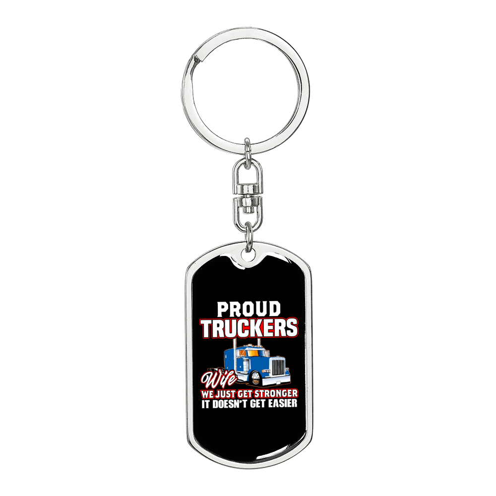 Doesn'T Get Easier Swivel Trucker Keychain Dog Tag Stainless Steel or 18k Gold-Express Your Love Gifts