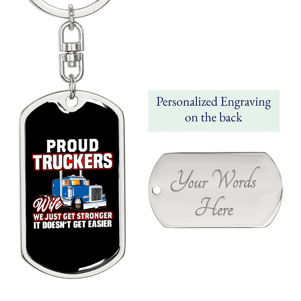 Doesn'T Get Easier Swivel Trucker Keychain Dog Tag Stainless Steel or 18k Gold-Express Your Love Gifts