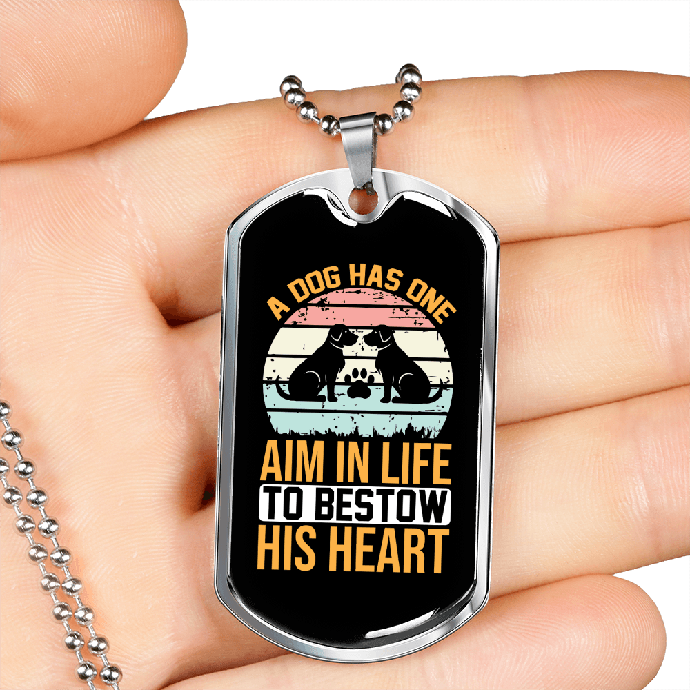 Dog Aim in Life Necklace Stainless Steel or 18k Gold Dog Tag 24" Chain-Express Your Love Gifts