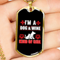 Dog & Wine Girl Necklace Stainless Steel or 18k Gold Dog Tag 24" Chain-Express Your Love Gifts