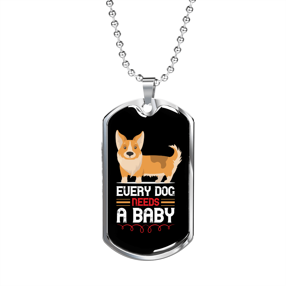 Dog Baby Necklace Stainless Steel or 18k Gold Dog Tag 24" Chain-Express Your Love Gifts
