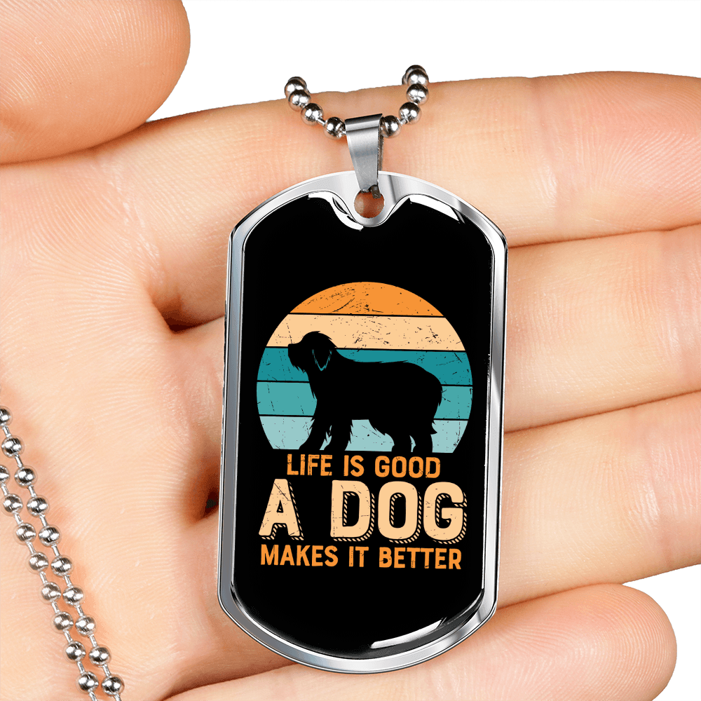 Dog Better Necklace Stainless Steel or 18k Gold Dog Tag 24" Chain-Express Your Love Gifts