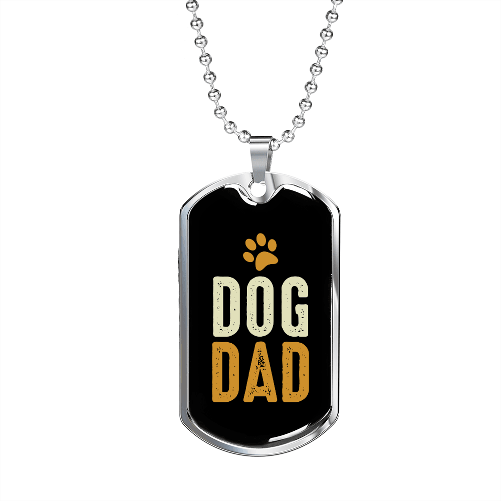 Dog Dad Colored Necklace Stainless Steel or 18k Gold Dog Tag 24" Chain-Express Your Love Gifts