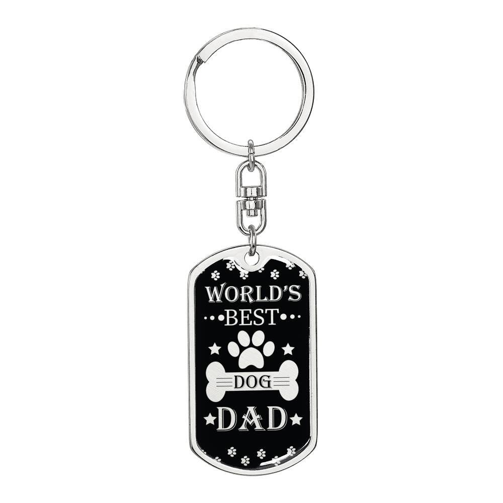 Dog Dad Dog Tag Pendant Keychain Stainless Steel or 18k Gold-Express Your Love Gifts