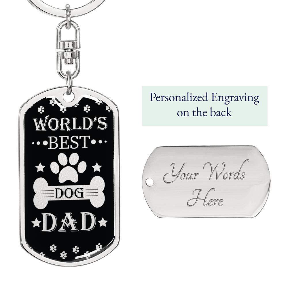 Dog Dad Dog Tag Pendant Keychain Stainless Steel or 18k Gold-Express Your Love Gifts