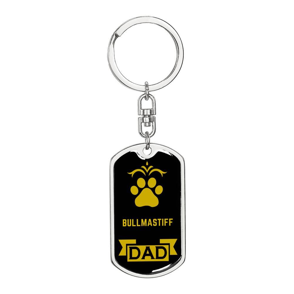 Dog Dad Gift Bullmastiff Keychain Stainless Steel or 18k Gold-Express Your Love Gifts