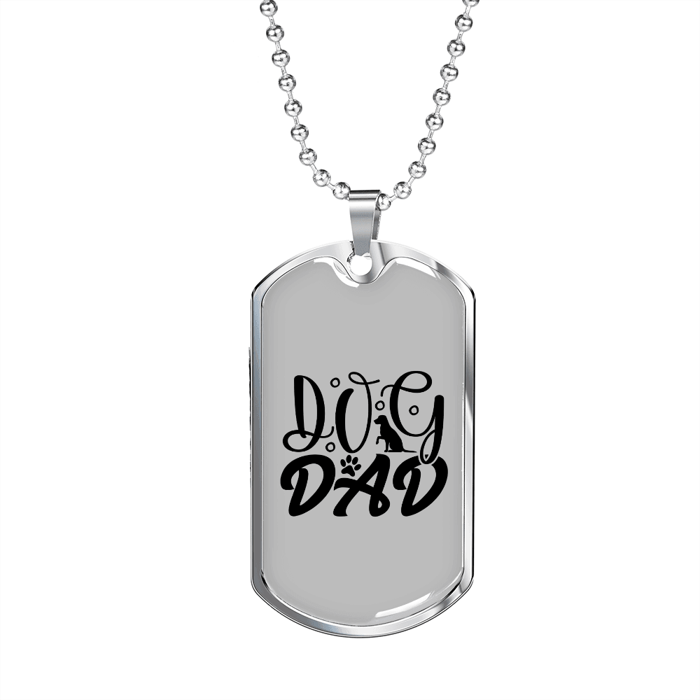 Dog Dad TranspArent Necklace Stainless Steel or 18k Gold Dog Tag 24" Chain-Express Your Love Gifts