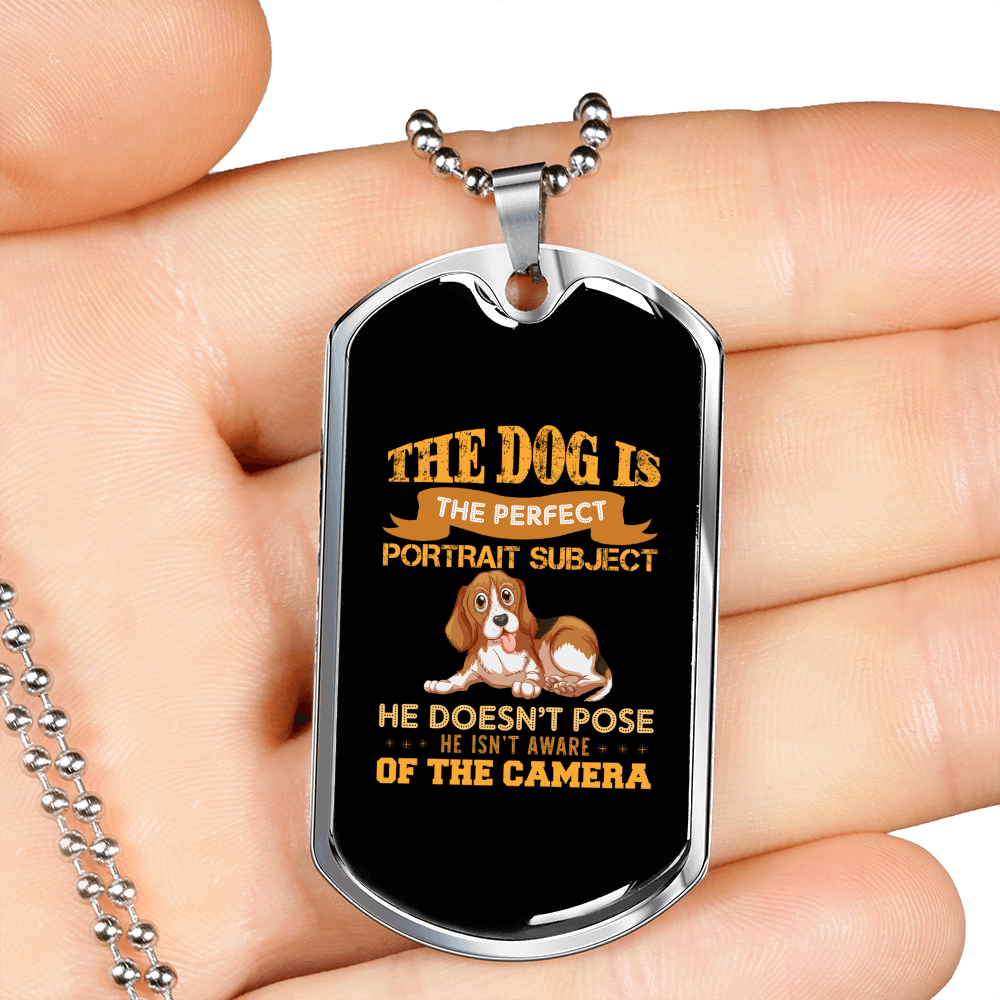Dog Doesn't Pose Necklace Stainless Steel or 18k Gold Dog Tag 24" Chain-Express Your Love Gifts