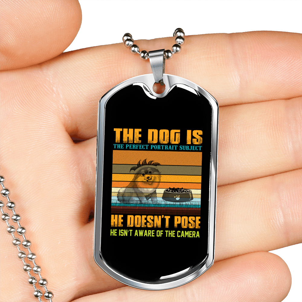 Dog Doesn't Pose Yellow Necklace Stainless Steel or 18k Gold Dog Tag 24" Chain-Express Your Love Gifts