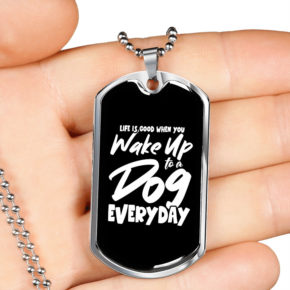 Dog Everyday Necklace Stainless Steel or 18k Gold Dog Tag 24" Chain-Express Your Love Gifts