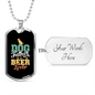 Dog Father Beer Lover Necklace Stainless Steel or 18k Gold Dog Tag 24" Chain-Express Your Love Gifts