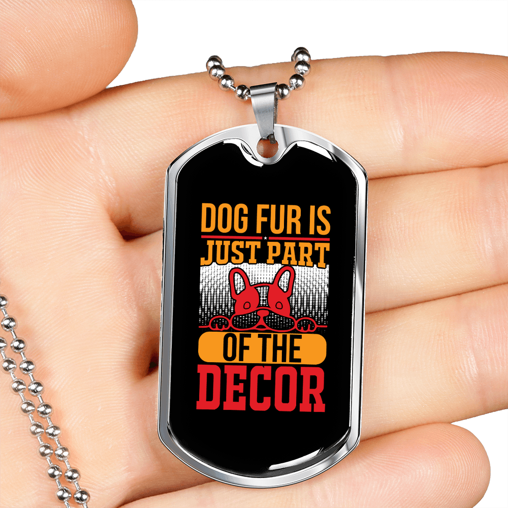 Dog Fur Part of Decor Red Necklace Stainless Steel or 18k Gold Dog Tag 24" Chain-Express Your Love Gifts