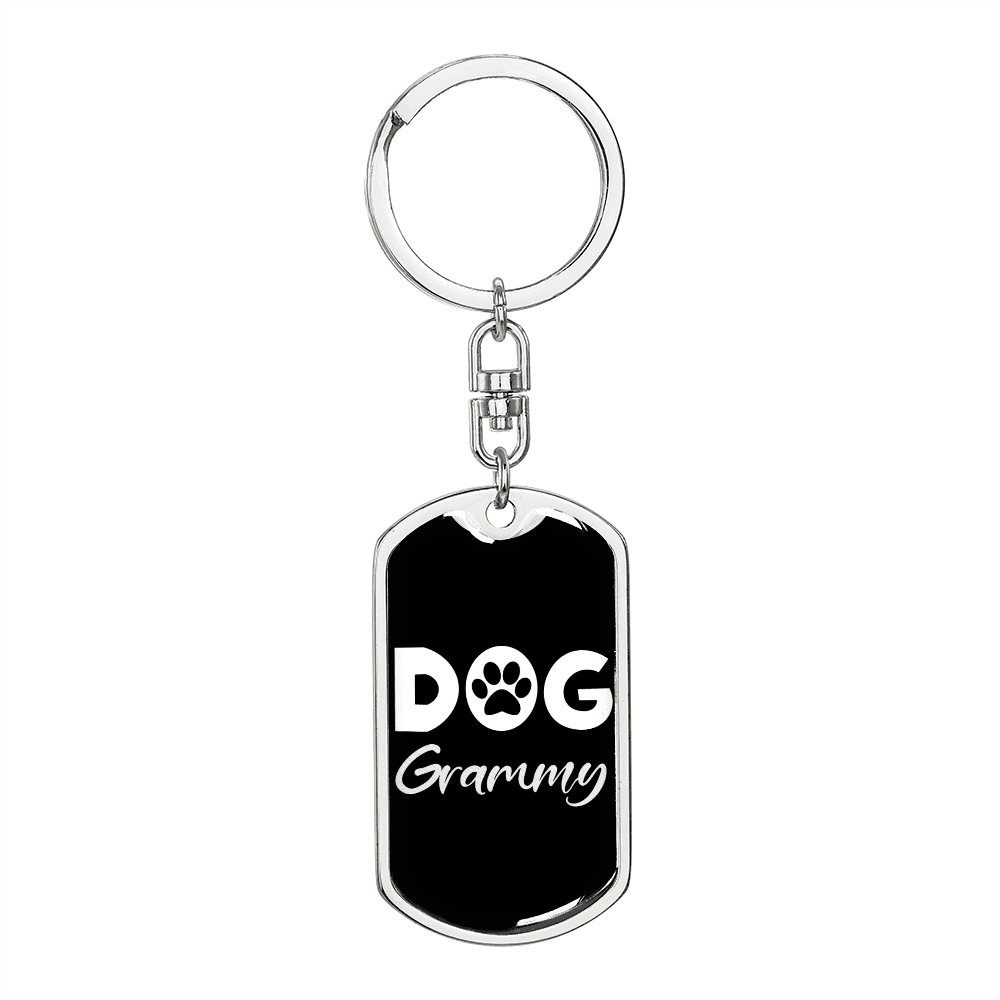 Dog Grammy Keychain Stainless Steel or 18k Gold Dog Tag Keyring-Express Your Love Gifts