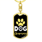 Dog Grammy Paw Keychain Stainless Steel or 18k Gold Dog Tag Keyring-Express Your Love Gifts