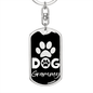 Dog Grammy Paw Keychain Stainless Steel or 18k Gold Dog Tag Keyring-Express Your Love Gifts