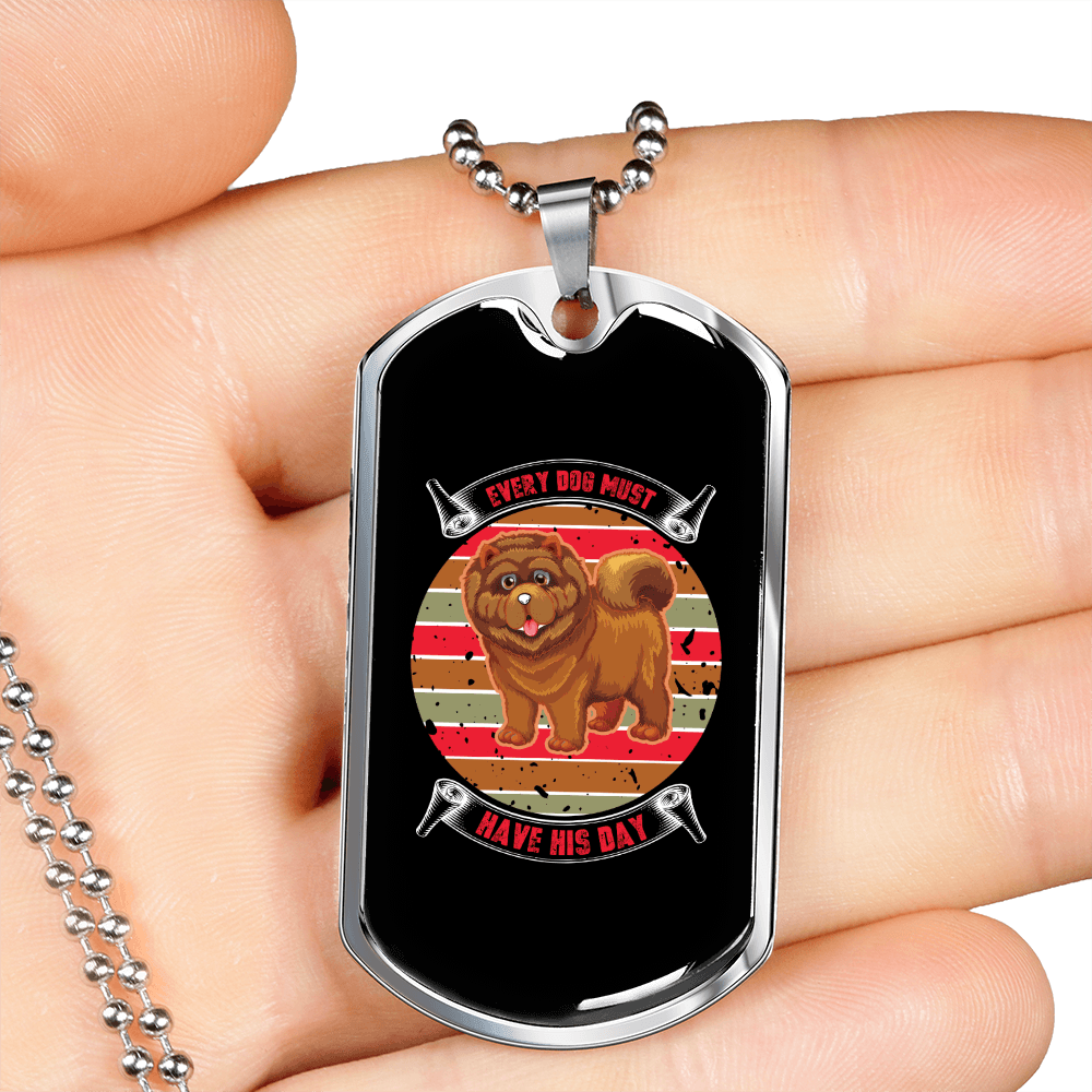 Dog Have His Day Colored Necklace Stainless Steel or 18k Gold Dog Tag 24" Chain-Express Your Love Gifts
