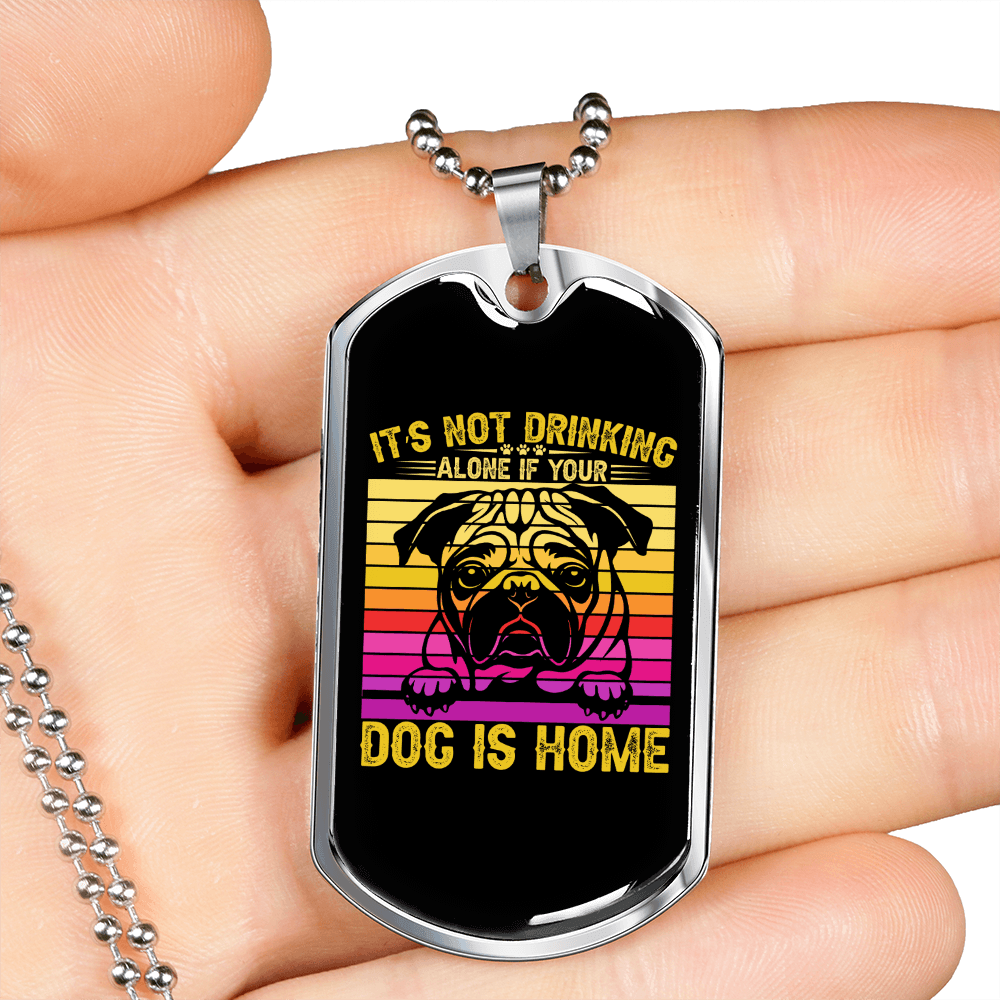 Dog is Home Necklace Stainless Steel or 18k Gold Dog Tag 24" Chain-Express Your Love Gifts