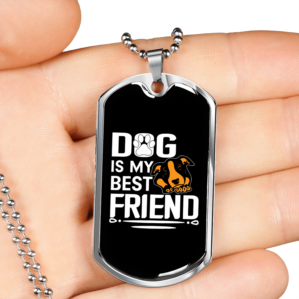 Dog is My Best Friend Necklace Stainless Steel or 18k Gold Dog Tag 24" Chain-Express Your Love Gifts