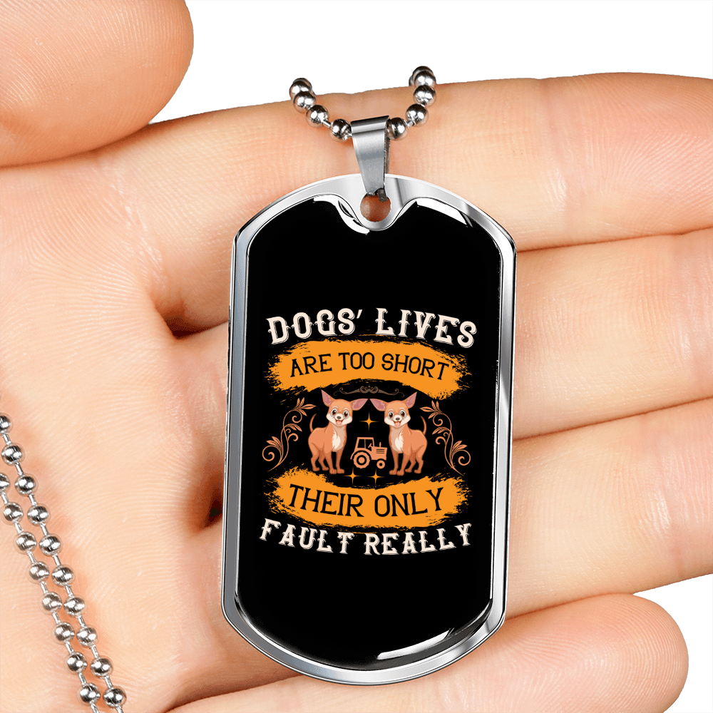 Dog Lives Puppies Necklace Stainless Steel or 18k Gold Dog Tag 24" Chain-Express Your Love Gifts