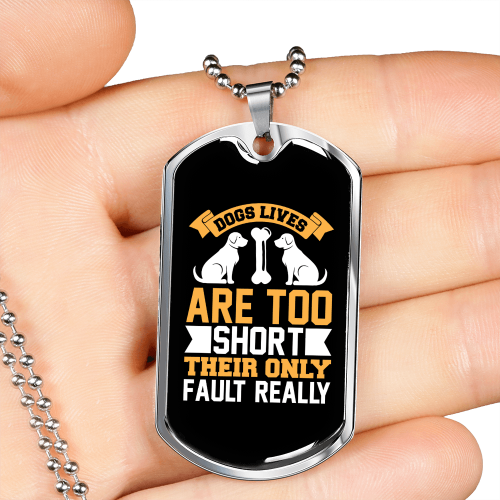 Dog Lives Short Yellow Necklace Stainless Steel or 18k Gold Dog Tag 24" Chain-Express Your Love Gifts