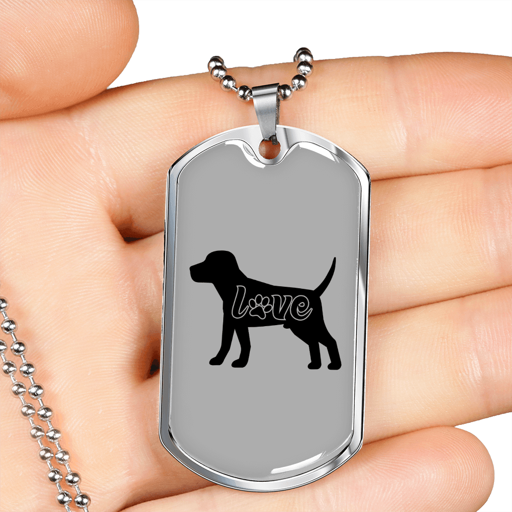 Dog Love Necklace Stainless Steel or 18k Gold Dog Tag 24" Chain-Express Your Love Gifts