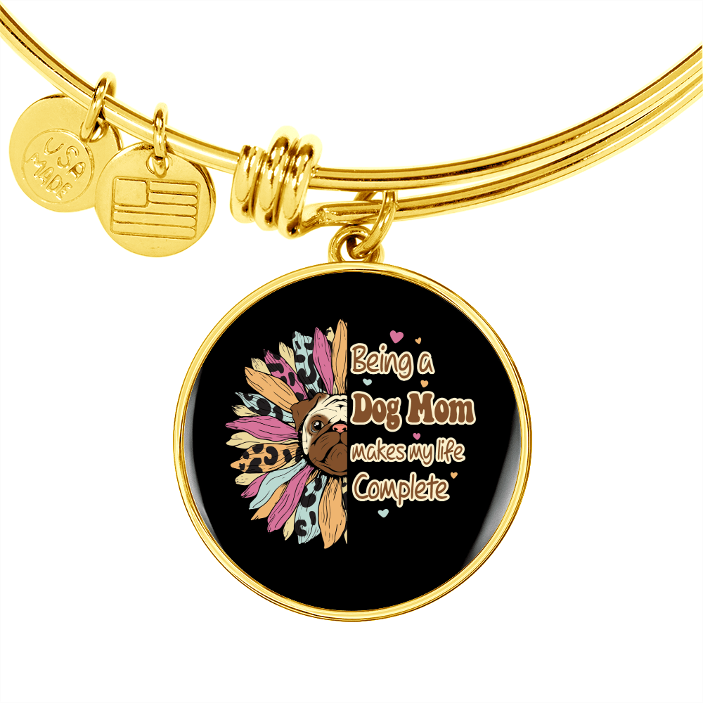 Dog Makes My Life Bracelet Stainless Steel or 18k Gold Circle Bangle-Express Your Love Gifts