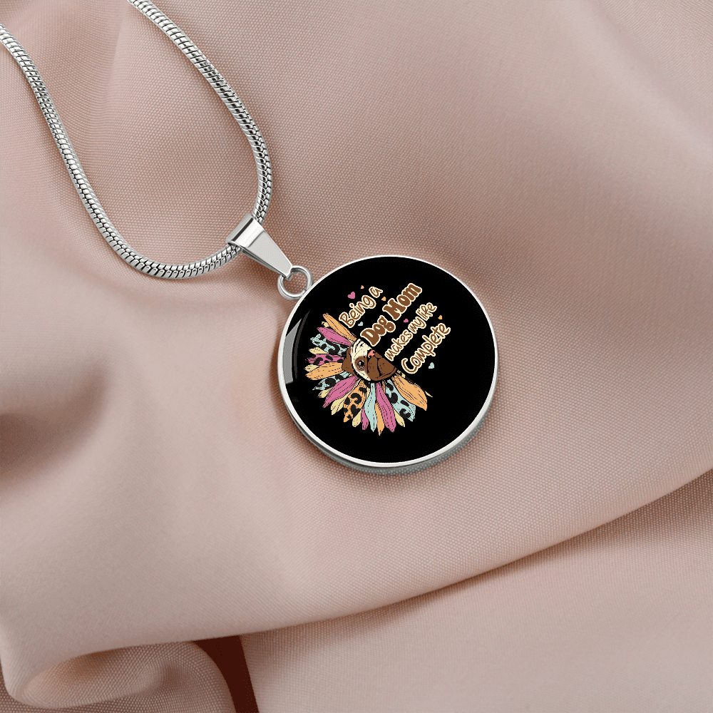 Dog Makes My Life Circle Necklace Stainless Steel or 18k Gold 18-22"-Express Your Love Gifts