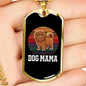 Dog Mama Brown Necklace Stainless Steel or 18k Gold Dog Tag 24" Chain-Express Your Love Gifts