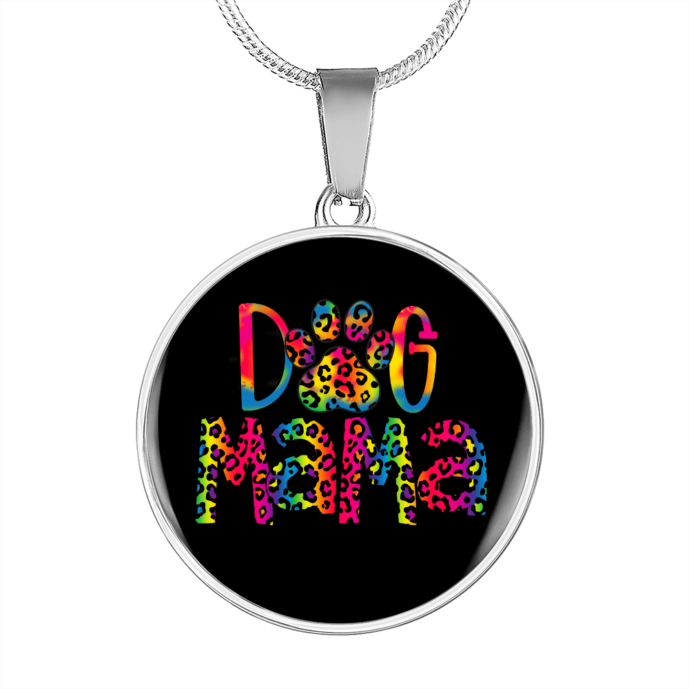 Dog Mama Colors Circle Necklace Stainless Steel or 18k Gold 18-22"-Express Your Love Gifts